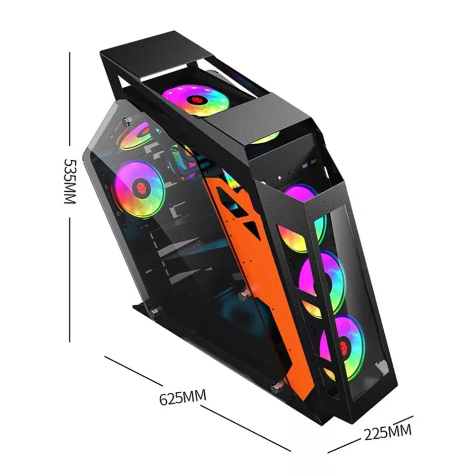 Transparent Tempered Glass Side Panel DIY Gaming Computer Case With LED Board Support MATX ATX Water Cooling Air-cooled PC Case