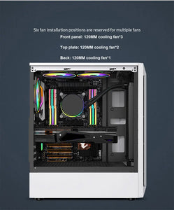 PC Case Side Transparent RGB Light Bar Supports ATX Motherboard 120 Water-cooled Office Home Gaming Chassis