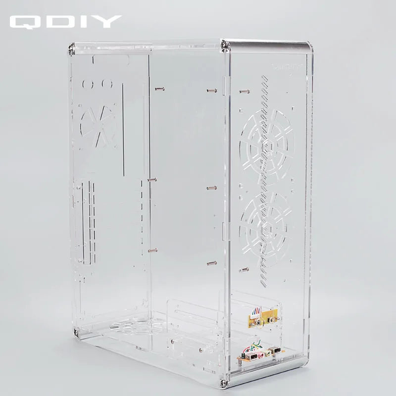 390*170*440mm DIY QDIY full Transparent MicroATX Acrylic Computer Case water cooling Vertical Gaming Chassis gabinete computador