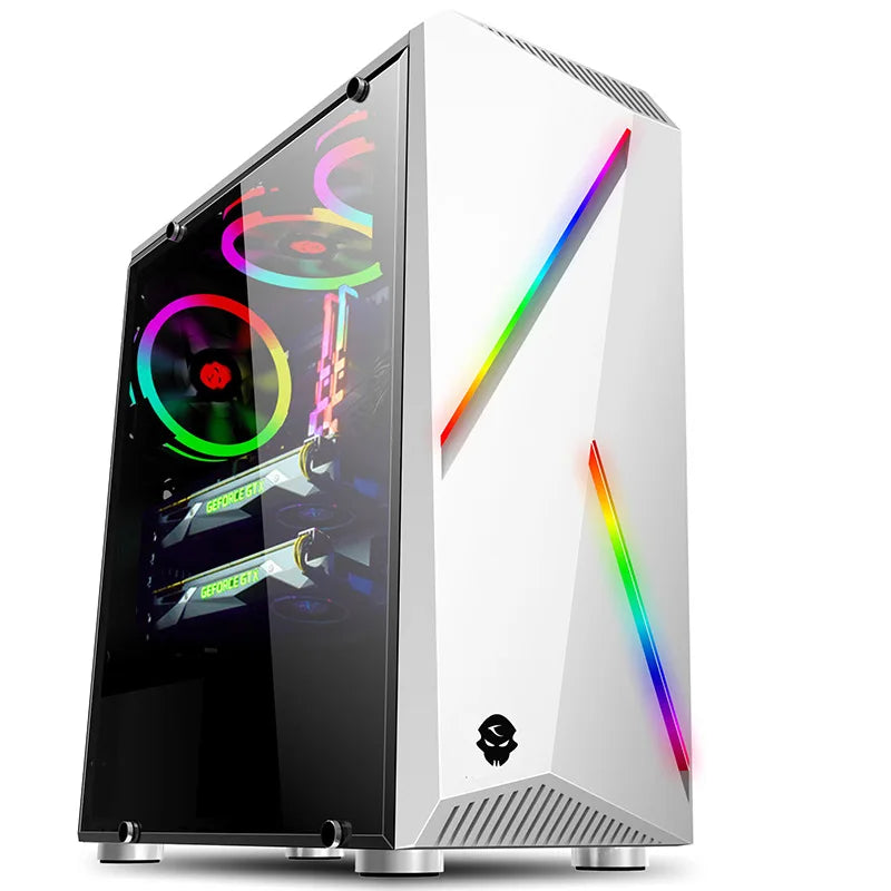 38*18*43.5cm Transparent Toughened glass ATX PC Computer gaming Chassis Case Tower RGB Double Light Strips gabinete computador