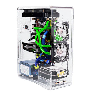 390*170*440mm DIY QDIY full Transparent MicroATX Acrylic Computer Case water cooling Vertical Gaming Chassis gabinete computador