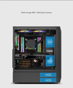 PC Case Side Transparent RGB Light Bar Supports ATX Motherboard 120 Water-cooled Office Home Gaming Chassis