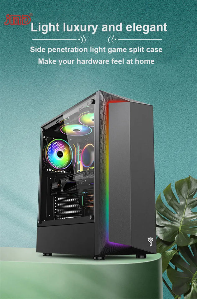 PC Case Side Transparent RGB Light Bar Supports ATX Motherboard 120 Water-cooled Office Home Gaming Chassis