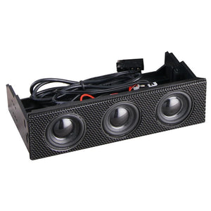 Black Stereo Surround Speaker PC Front Panel Computer Case Built-in Mic Music Loudspeakers for Computer Gaming