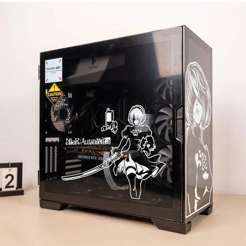 Anime Removable Waterproof Sticker ATX Gaming PC Case Stickers Mid Tower Computer Decorative Decal