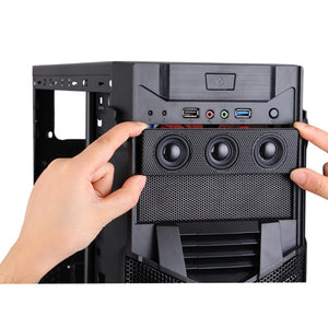 Black Stereo Surround Speaker PC Front Panel Computer Case Built-in Mic Music Loudspeakers for Computer Gaming