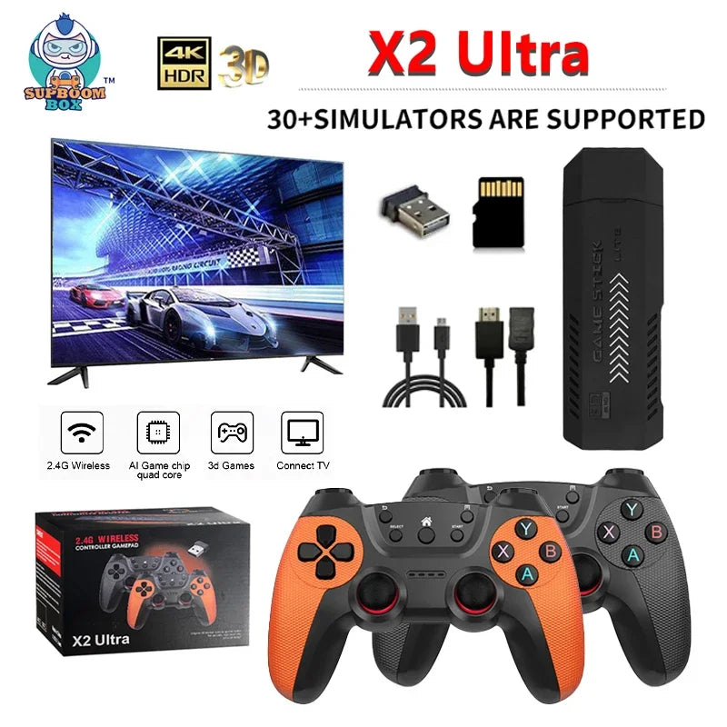 X2 Ultra Video Game Console, 4K Game Stick, HD Retro Video Game Console, Wireless Controller, TV 30 + Emulator for P