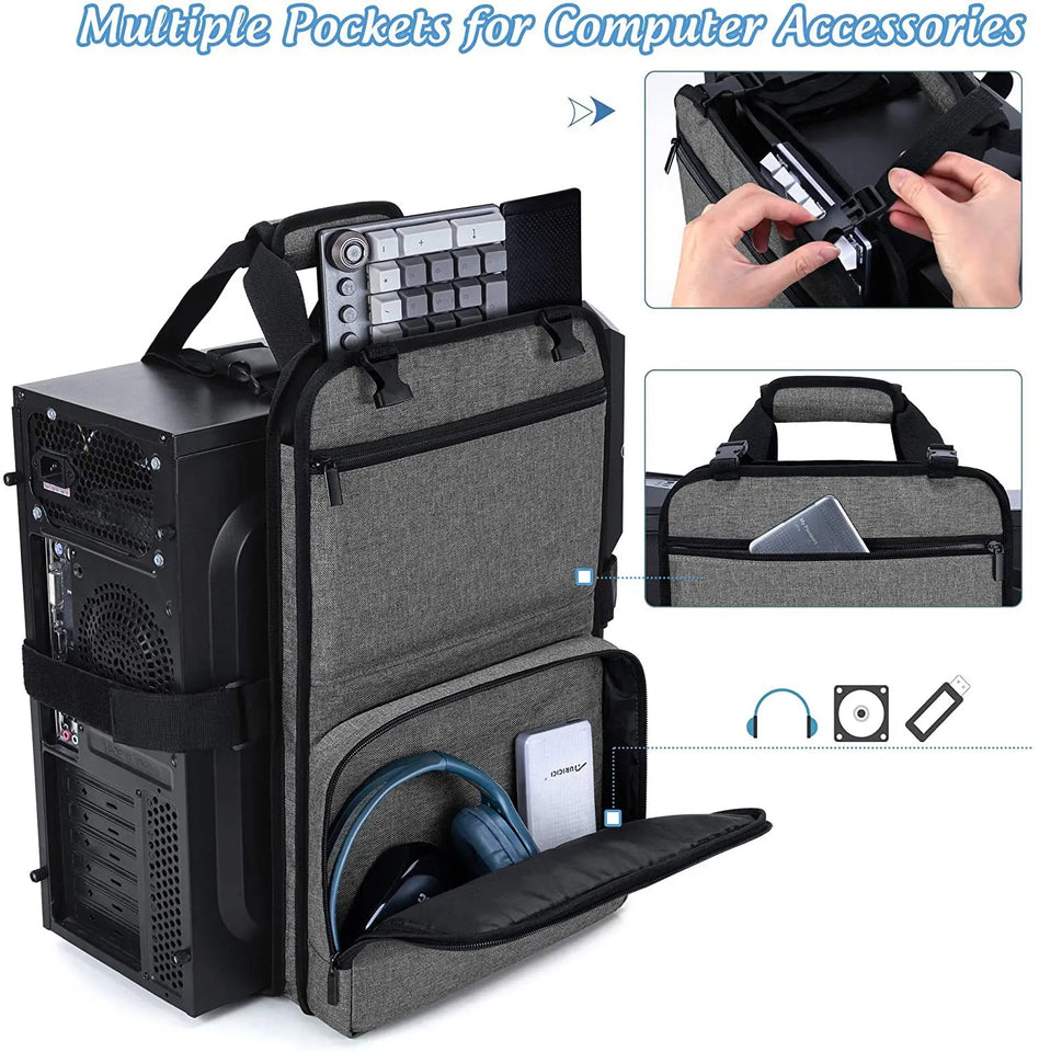 Desktop Gaming Computer PC Carrying Case Travel Storage Carrying Bag, Computer Main Processor Case and Monitor