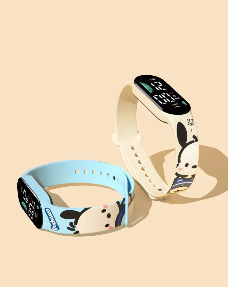 Latest Cartoon Fashion Watch Pochacco Cinnamoroll Electronic Watch Smart Bracelet Black Rice Anime Character Student Watch